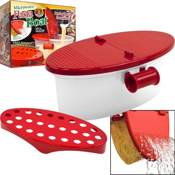 Perfect Pasta Cooker Heat Resistant PP Boat Microwave Steamer Boat Strainer Pasta Microwave Kitchen Tools